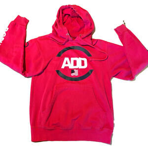 Popular Demand Hoodie Mens Small Red Graphic Streetwear Y2K Pullover Sweatshirt